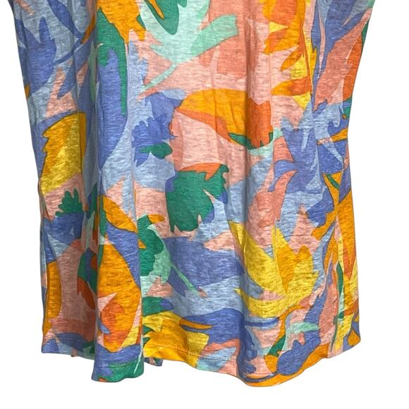 Joie Pullover Top Women’s M 100% Linen Slub Knit Multicolor Floral Button Back - Picture 5 of 7